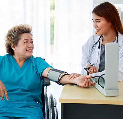 Respiratory Muscle Training Lowers Blood Pressure and Cardiovascular Disease Risk. (A patient getting her BP checked)