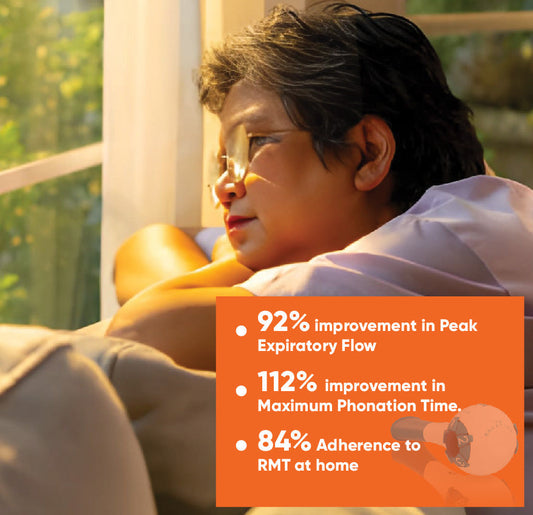 Older adult taking a deep breath at home to represent breathing improvement for COPD patients.